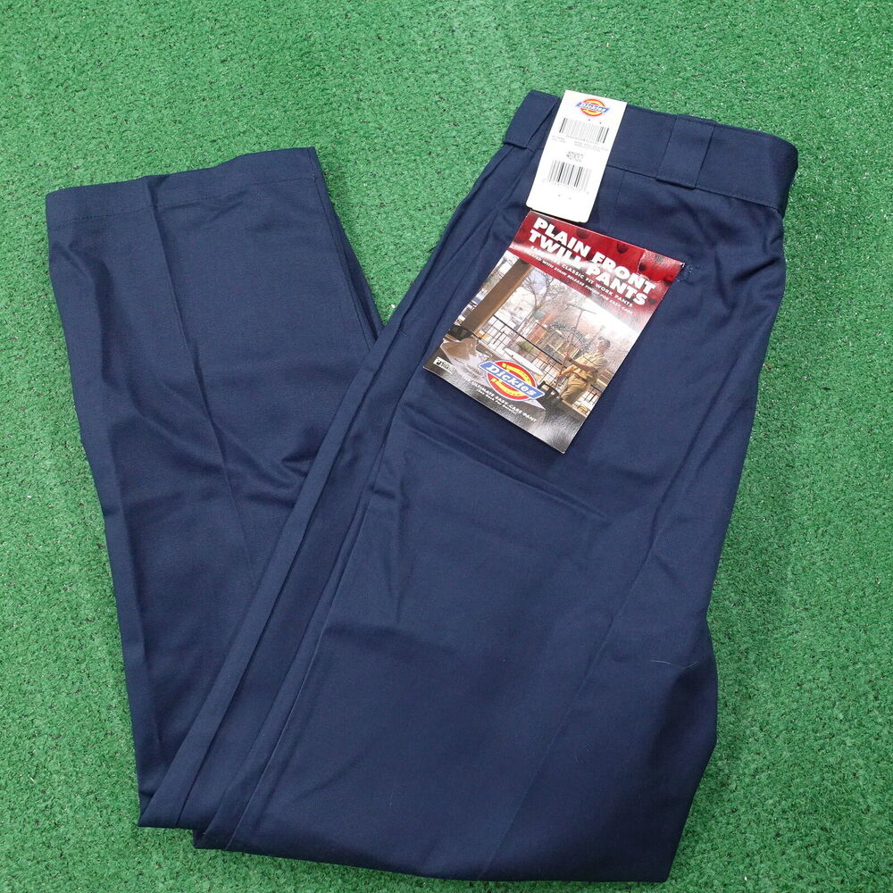 NWT DEADSTOCK DICKIES PLAIN FRONT‎ TWILL PANTS BLUE MENS 40X32 USA MADE NEW!